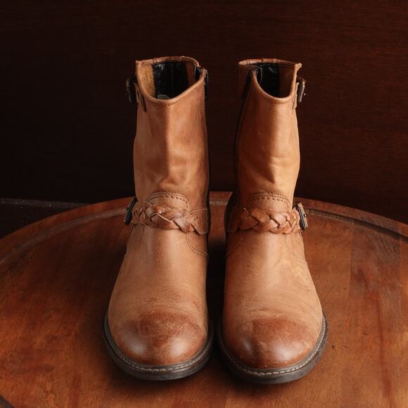 Paul Green Boots WMS SZ UK 5 US 7.5 Brown Munchen Nathan Leather Moto Ankle Zip - Picture 2 of 16